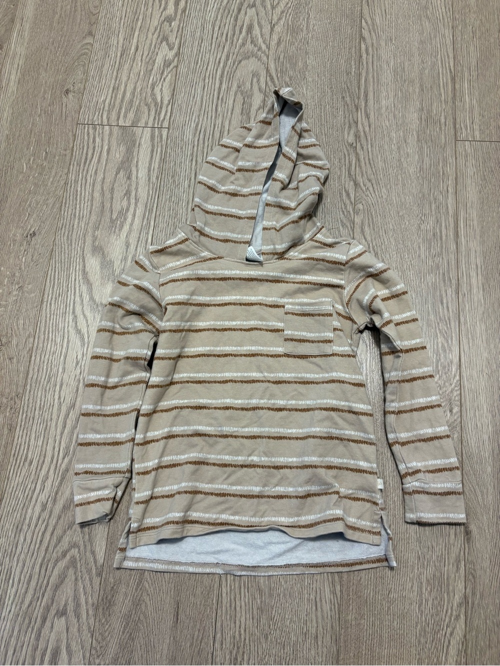 Jax & Lennon Kids Hooded Long-Sleeve Stripe Top - Beige White